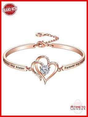 Personalized Sister Bangle Bracelet 'Always My Sister Forever My Friend'